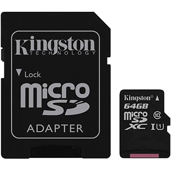 کارت حافظه microSDCS کینگستون کلاس 10 استاندارد UHC-I U1 سرعت 80MBps همراه با آداپتور SD ظرفیت 64 گیگابایت